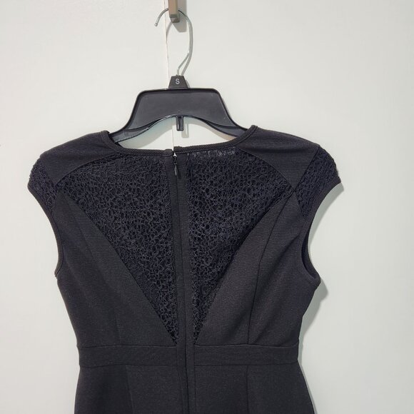 Adrianna Papell Black Cap Sleeve Dress Party Work Cocktail Slim Fit - Size 2 - Picture 8 of 10